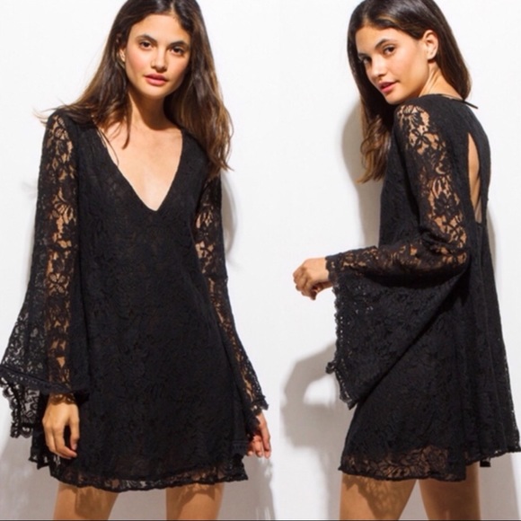 Cut Out Black Lace Dress - Picture 2 of 3